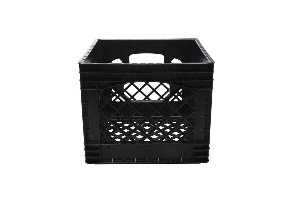 NEW Black Milk Crate Heavy Duty Stackable Plastic Multi Purpose And Best Storage