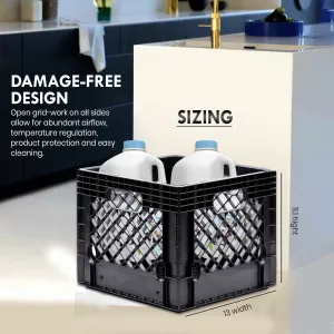 NEW Black Milk Crate Heavy Duty Stackable Plastic Multi Purpose And Best Storage
