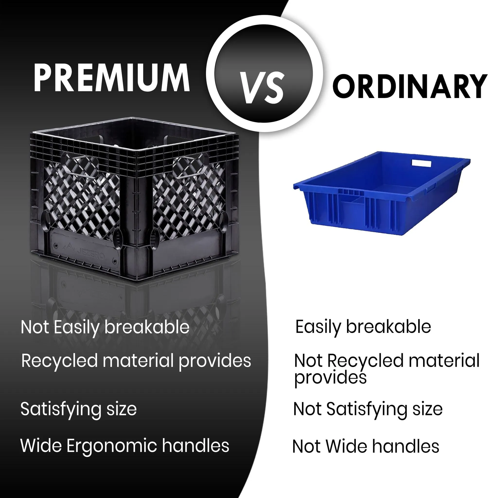 NEW Black Milk Crate Heavy Duty Stackable Plastic Multi Purpose And Best Storage