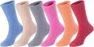 New Lovely Annie 6 Pairs Children's Comy organic wool blend durable coloured Crew Socks for Boys and Girls. Size 6M-12M (Blue,Beige,Grey,Rose,Orange,Red) Retails $35 