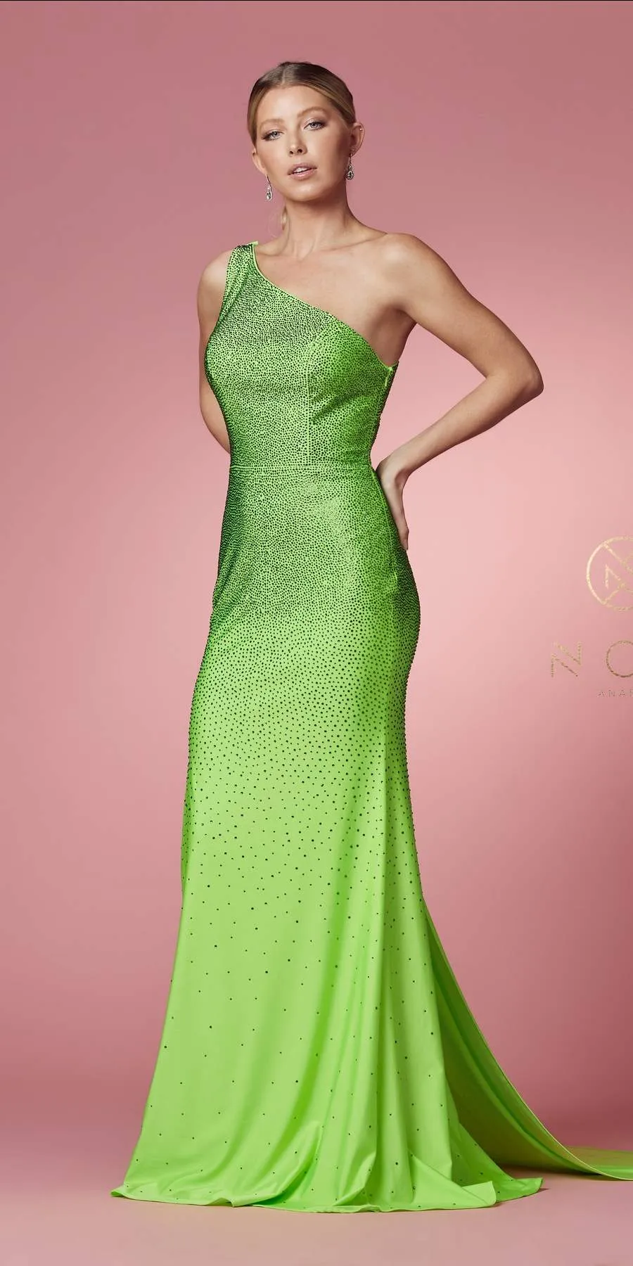 Nox Anabel E1039 Sexy Floor Length One Shoulder Drape Sash Dress