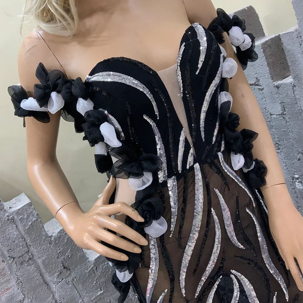 Off Shoulder Elegant Maxi Bodycon Dress HT1106