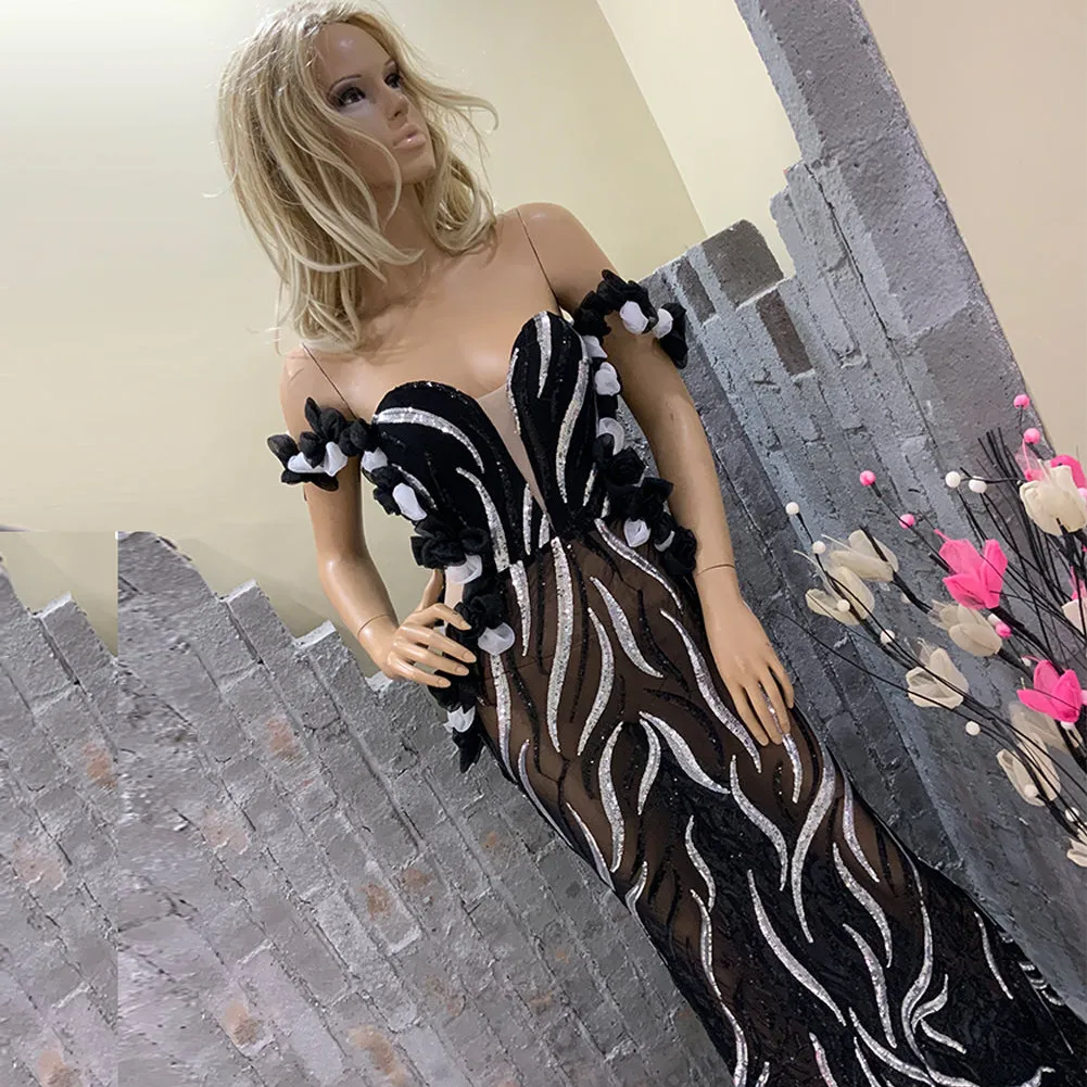 Off Shoulder Elegant Maxi Bodycon Dress HT1106