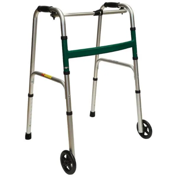 One-Button Foldable Walking Frame 5" Front Castor
