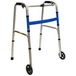 One-Button Foldable Walking Frame 5" Front Castor