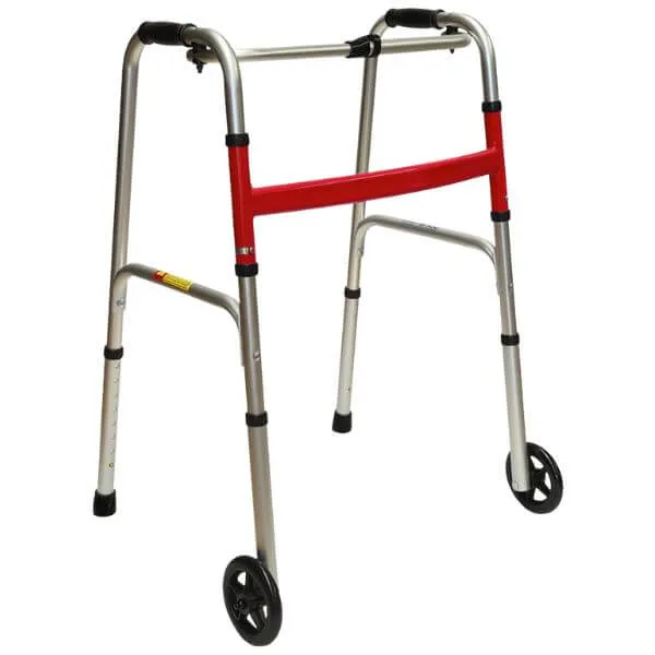 One-Button Foldable Walking Frame 5" Front Castor