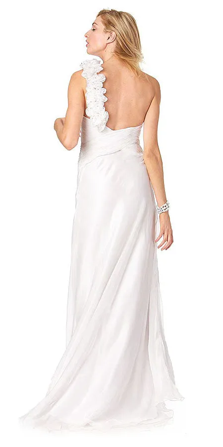 Poly USA 5944 One Shoulder Dress Chiffon Rose Petal Strap Greek Gown