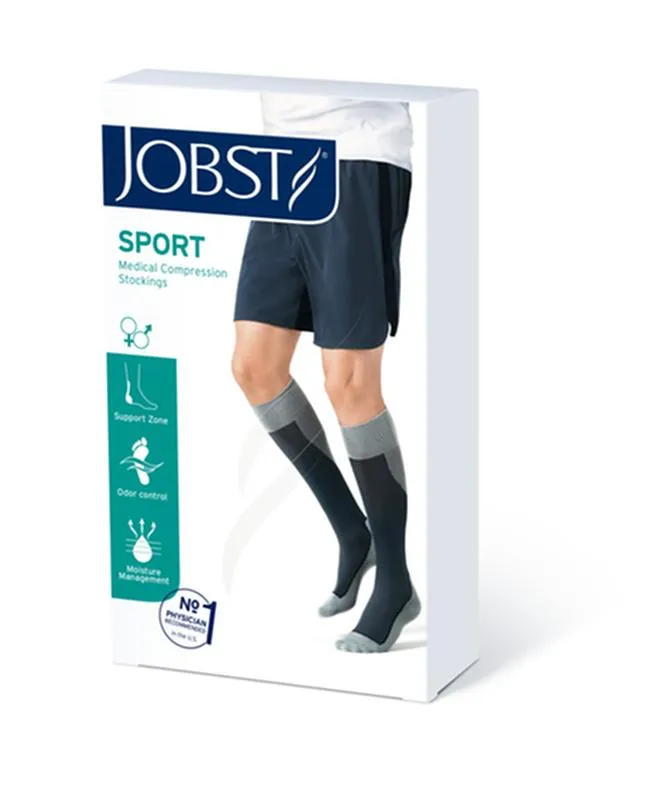 PR/1 JOBST SPORT STOCKING UNISEX, 15-20MMHG, LG, BLACK, CLOSED TOE