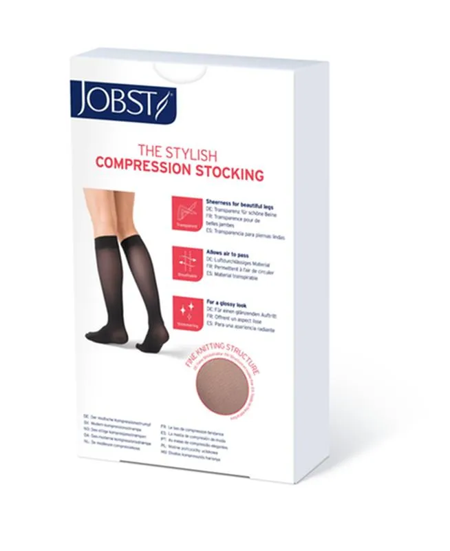 PR/1 JOBST ULTRASHEER WOMEN, KNEE HIGH, 15-20MMHG, XL, FULL CALF, CLASSIC BLACK, CLOSED TOE