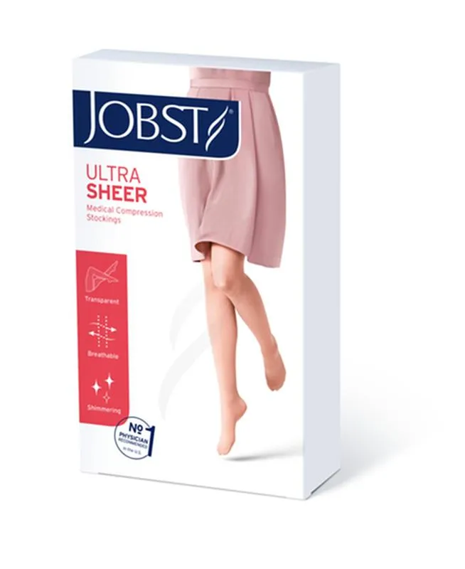 PR/1 JOBST ULTRASHEER WOMEN, THIGH HIGH W/SIL DOT BAND, 15-20MMHG, SM, CLASSIC BLACK, CLOSED TOE