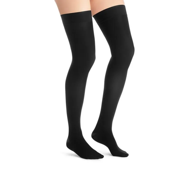 PR/1 JOBST ULTRASHEER WOMEN, THIGH HIGH W/SIL DOT BAND, 15-20MMHG, SM, CLASSIC BLACK, CLOSED TOE