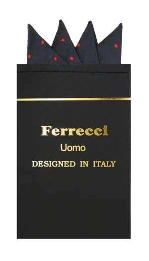 Pre-Folded Microfiber Black Red Stripe Handkerchief Pocket Square