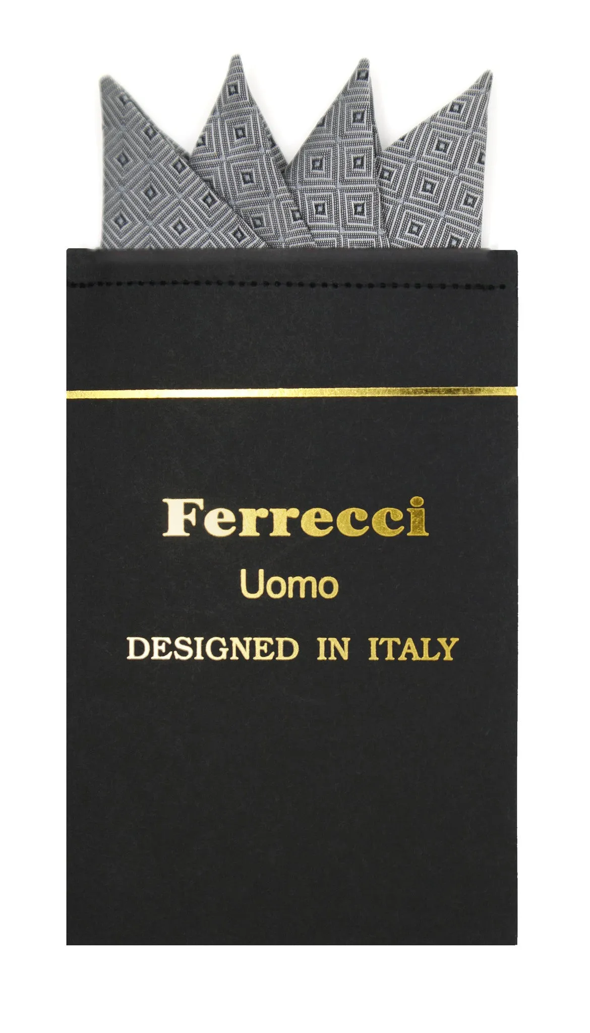 Pre-Folded Microfiber Grey Silver Geometric Handkerchief Pocket Square