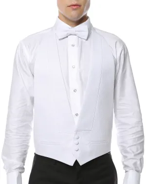 Premium White Pique 100% Cotton Backless Tuxedo Vest/ FIT ALL (S-XL)