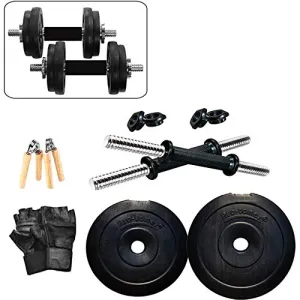 Protoner 10kg Adjustable Dumbbells with Gloves and Hand Gripper