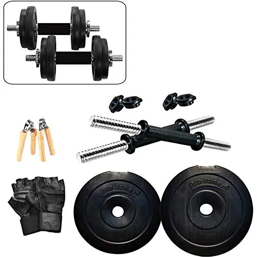 Protoner 10kg Adjustable Dumbbells with Gloves and Hand Gripper