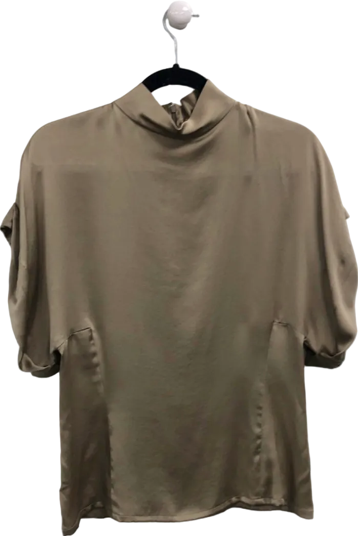 Raey Beige Silk High-Neck Blouse UK 10
