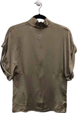 Raey Beige Silk High-Neck Blouse UK 10