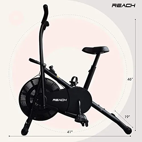 Reach Air Bike Exercise Cycle With Moving Handles & Adjustable Cushioned Seat (Multi-color)