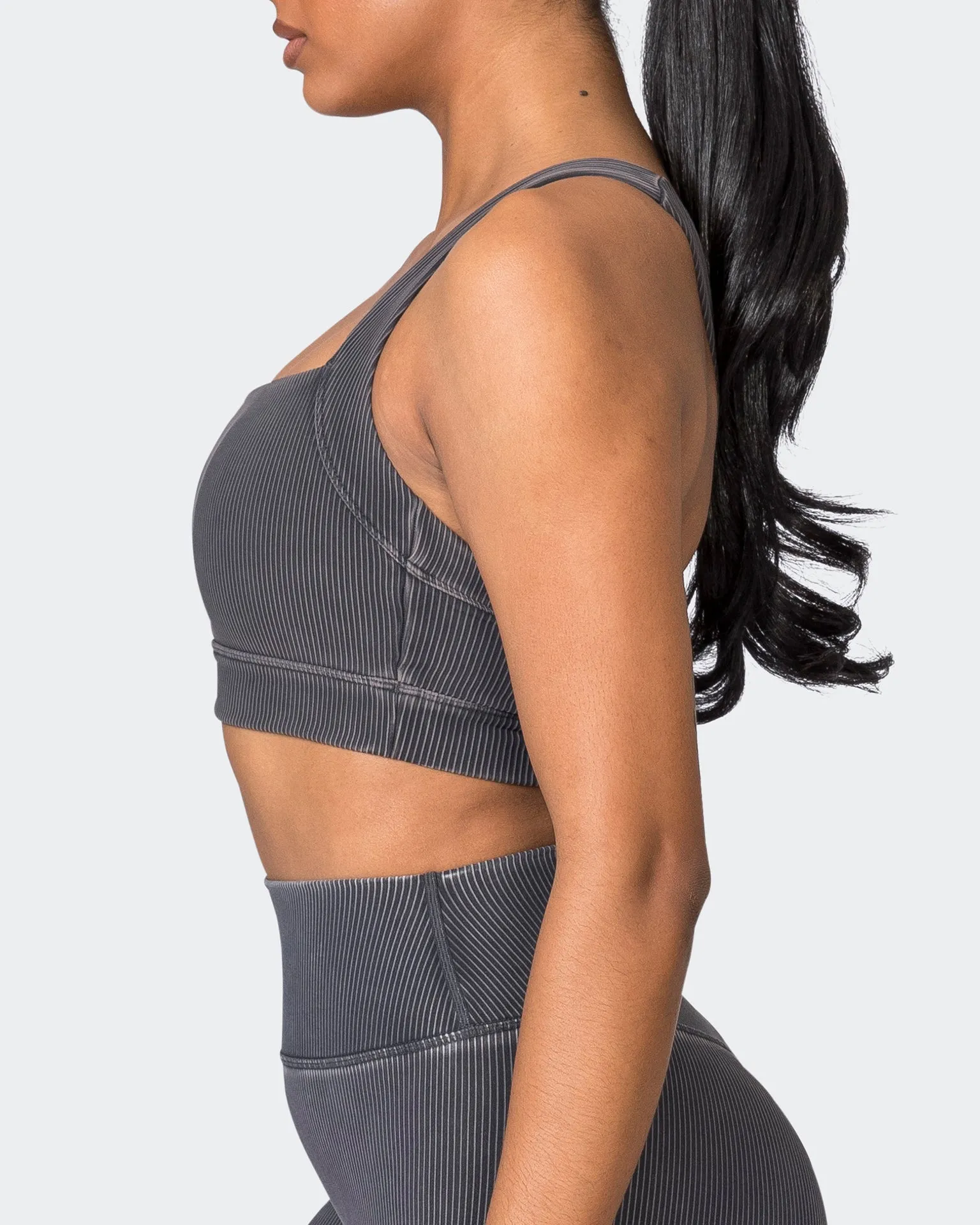 Rebound Vintage Rib Bra - Washed Black