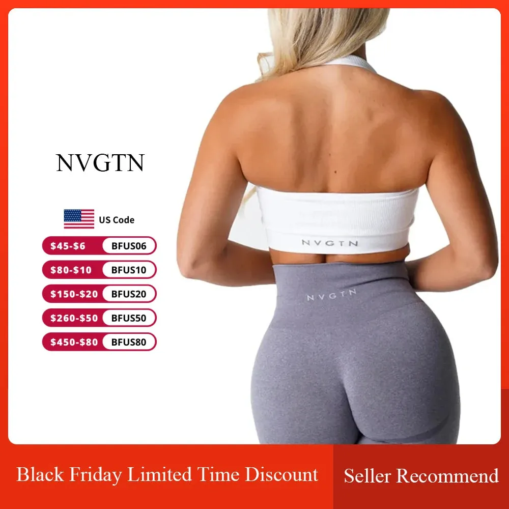Ribbed Seamless Halter Bra Spandex Women's Fitness Elastic Top Breathable Breast Enhancement Sports Bra