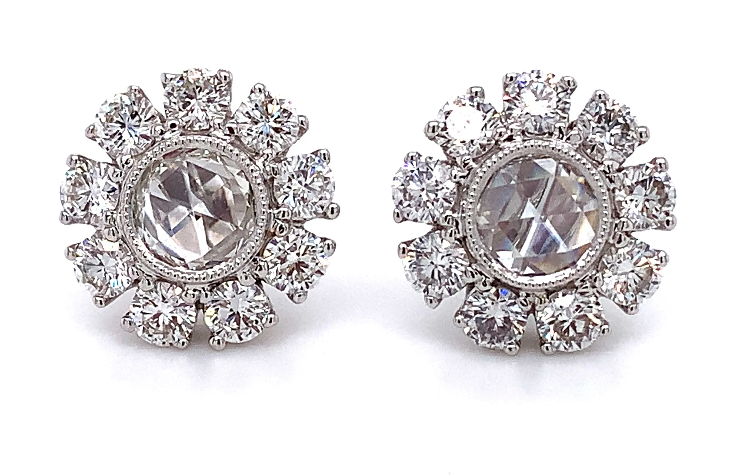 Rose Cut 2.18ct t.w. Diamond  Earrings