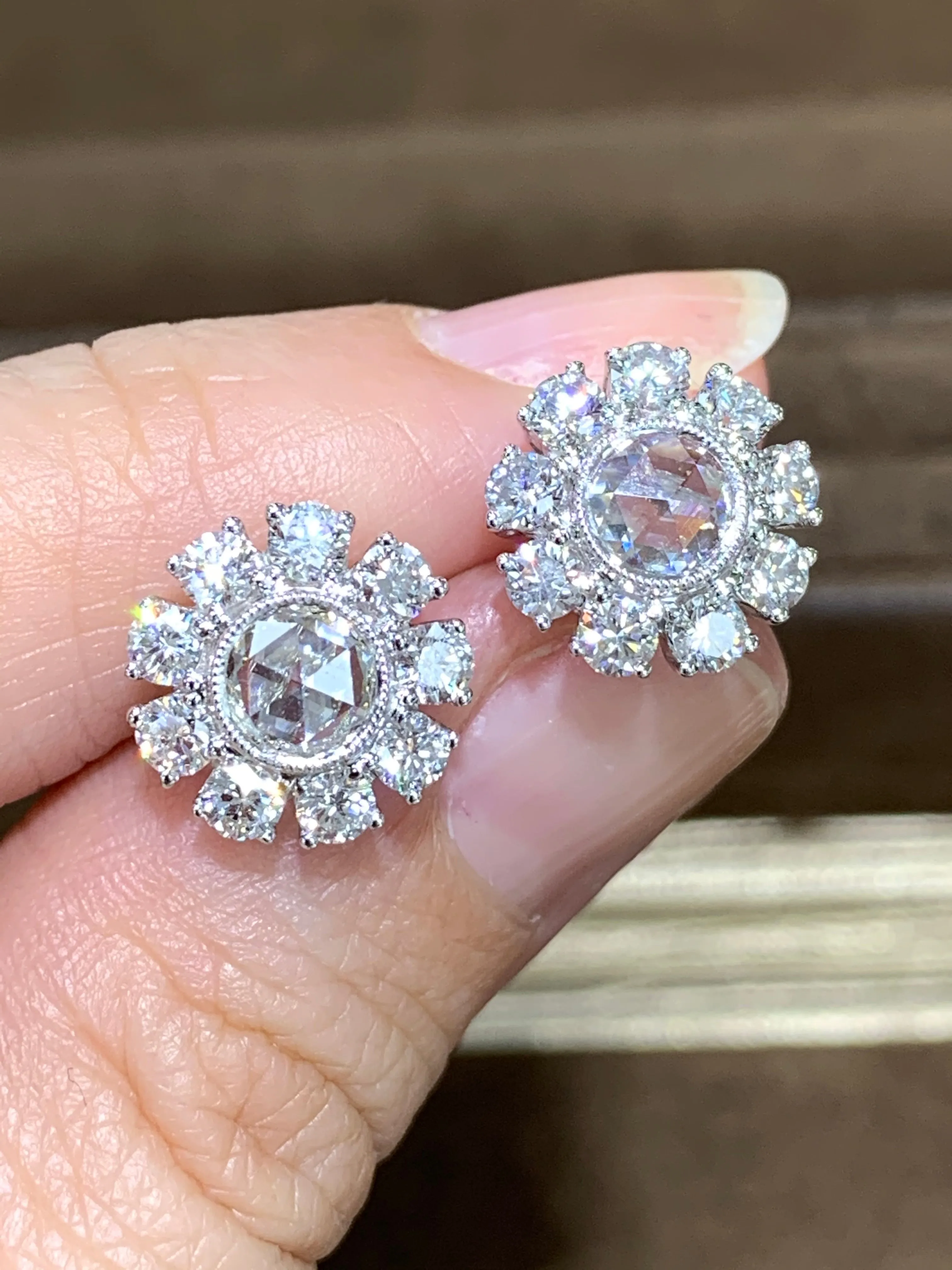 Rose Cut 2.18ct t.w. Diamond  Earrings