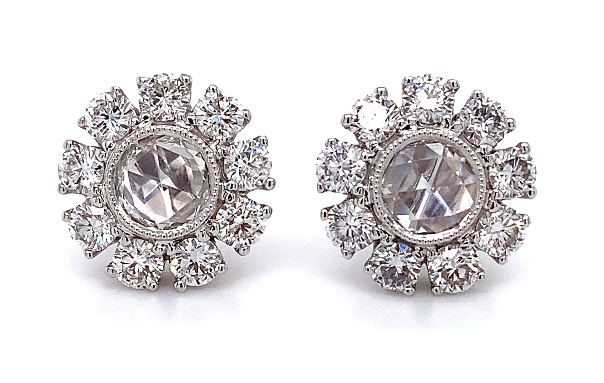 Rose Cut 2.18ct t.w. Diamond  Earrings