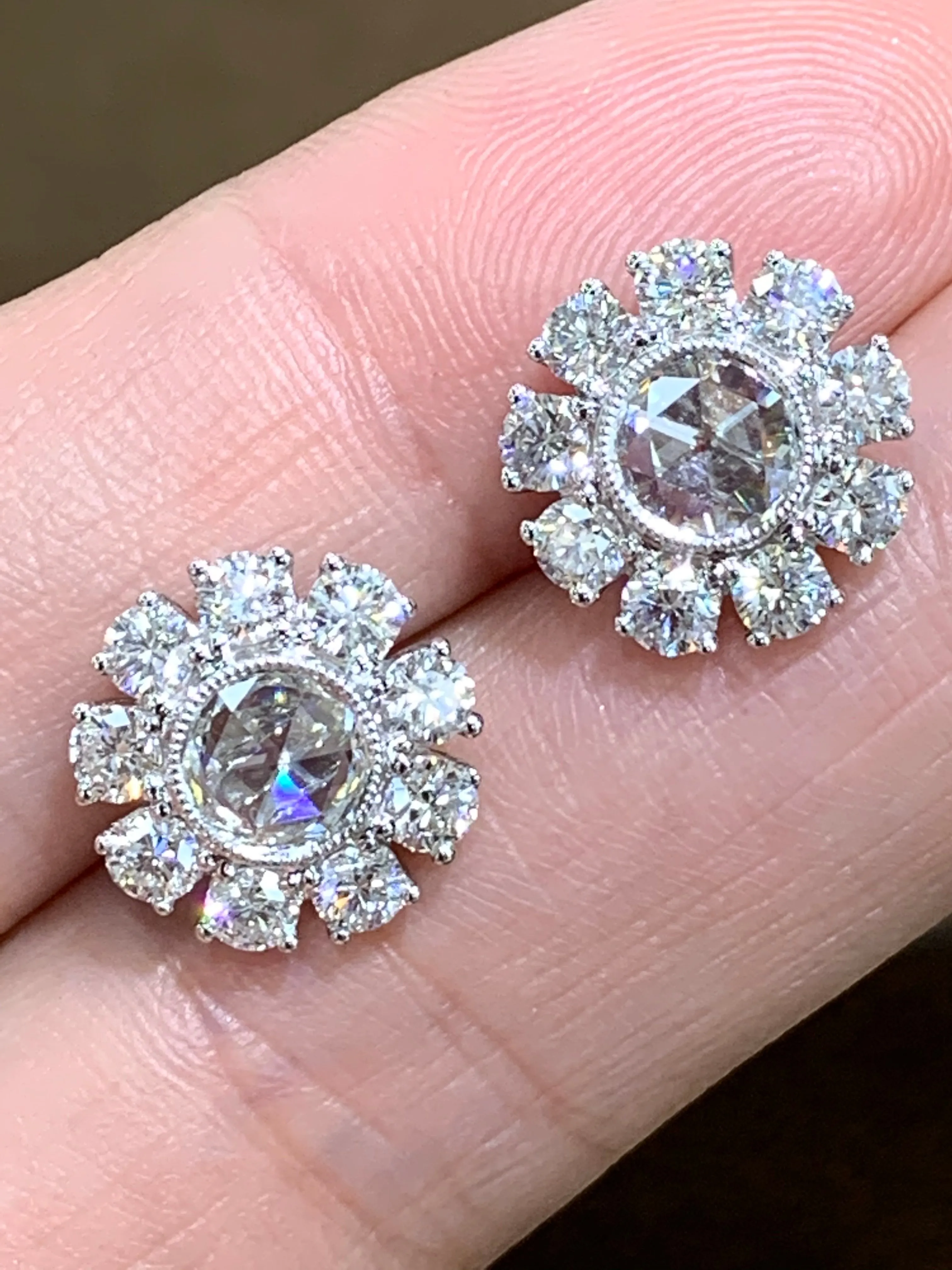Rose Cut 2.18ct t.w. Diamond  Earrings