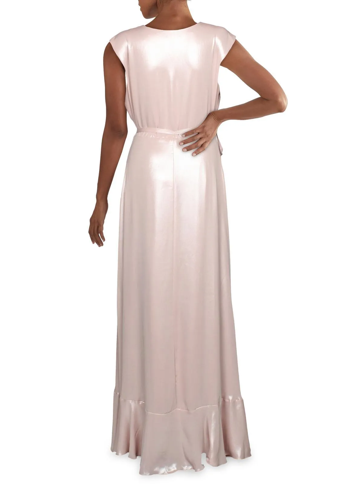 Ruffled Floor Length Tie Wrap Dress