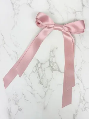 Satin Ribbon Hair Clip - Large/Pink