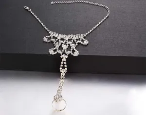 Silver Crystal Adjustable Anklet