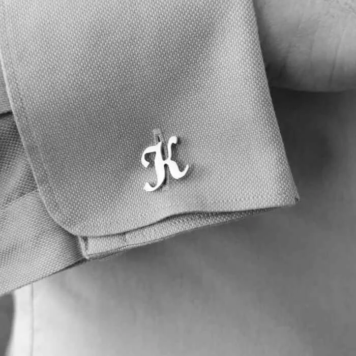 Silver Initial Cuff Links Personalized Jewelry Anniversary Gift