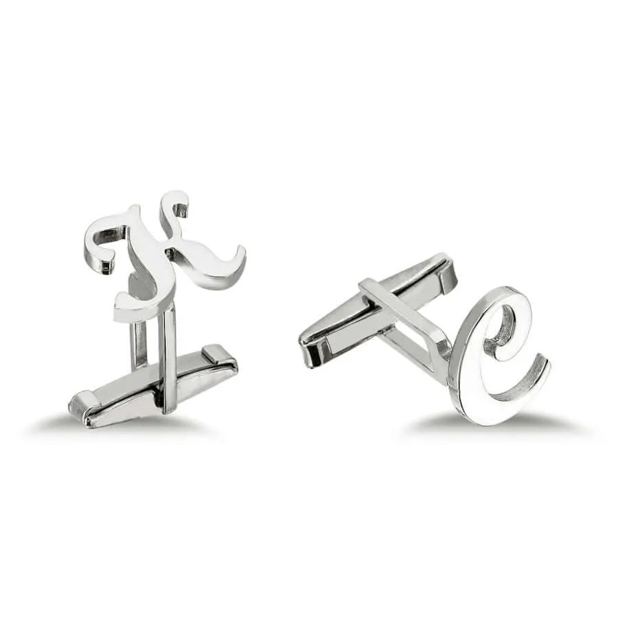 Silver Initial Cuff Links Personalized Jewelry Anniversary Gift