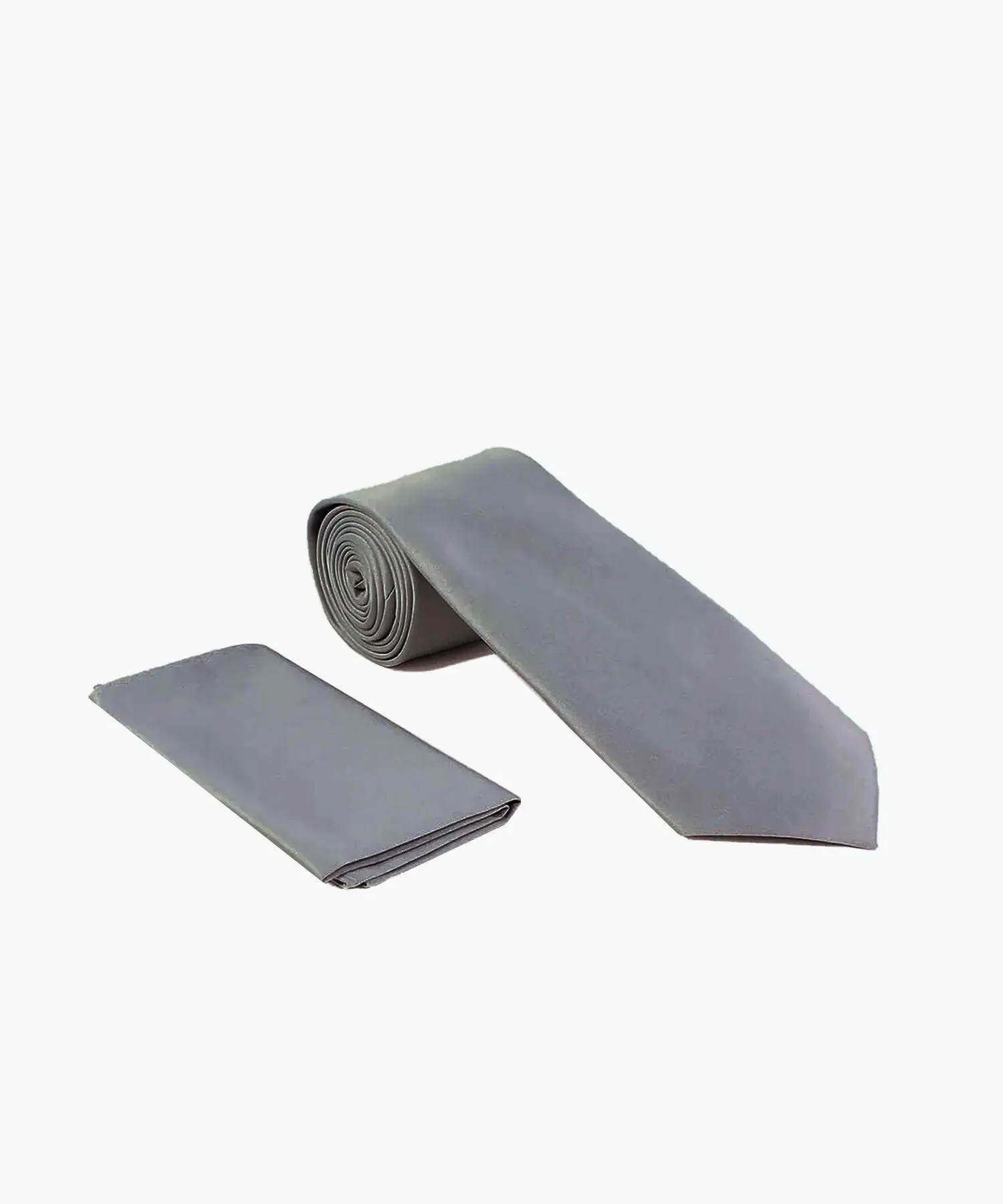 Stacy Adams Solid Tie and Handkerchief - Charcoal