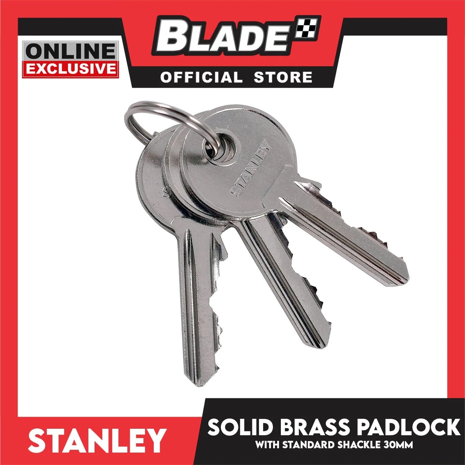 Stanley Solid Brass Padlock with Standard Shakle 30mm Heavy Duty Security Padlock