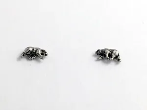 Sterling Silver & Surgical Steel tiny walking bear stud earrings-bears, ursa