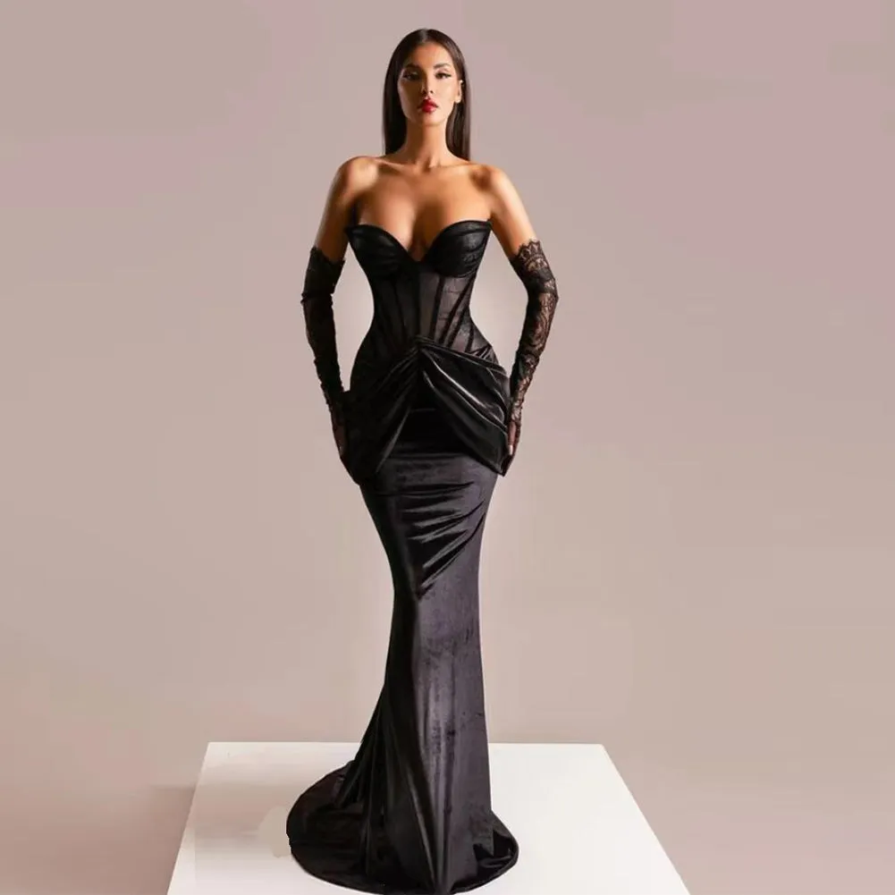 Strapless Sleeveless Elegant Maxi Bodycon Dress HT20420