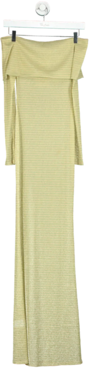 Superdown Gold Off-Shoulder Maxi Dress UK XS