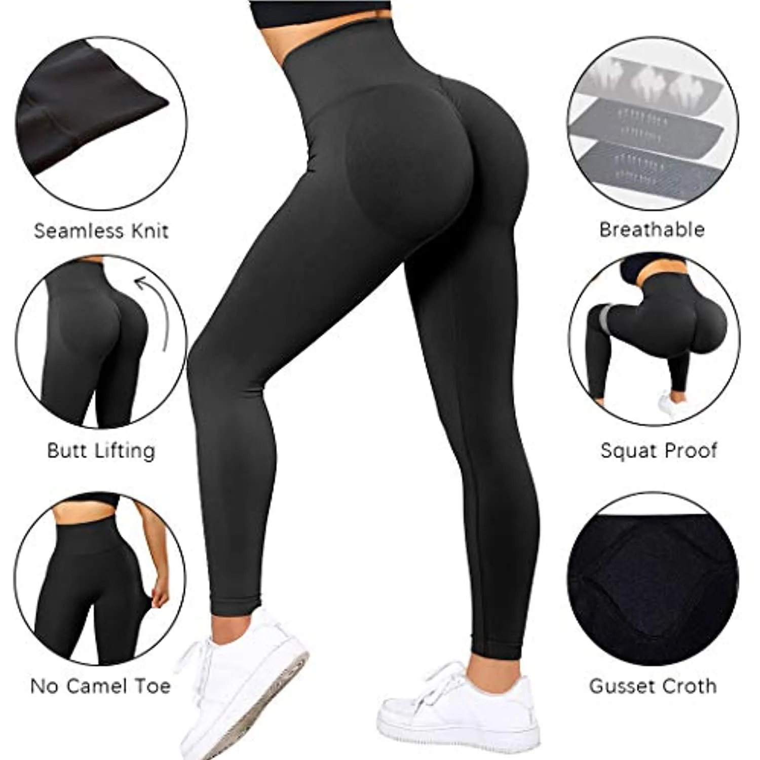 SUUKSESS Women Scrunch Butt Lifting Seamless Leggings Booty High Waisted Workout Yoga Pants