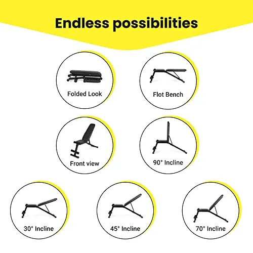 The Cube Club Adjustable & Foldable Gym Bench - Limit: 150kg | Incline, Decline, and Flat | Bench Press for Home Gym | Chest Workout Equipment | Strength Training Equipment (Standard)