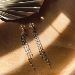 Thin Mini Chain Fringe Dangle Earrings ( 2 Colors)