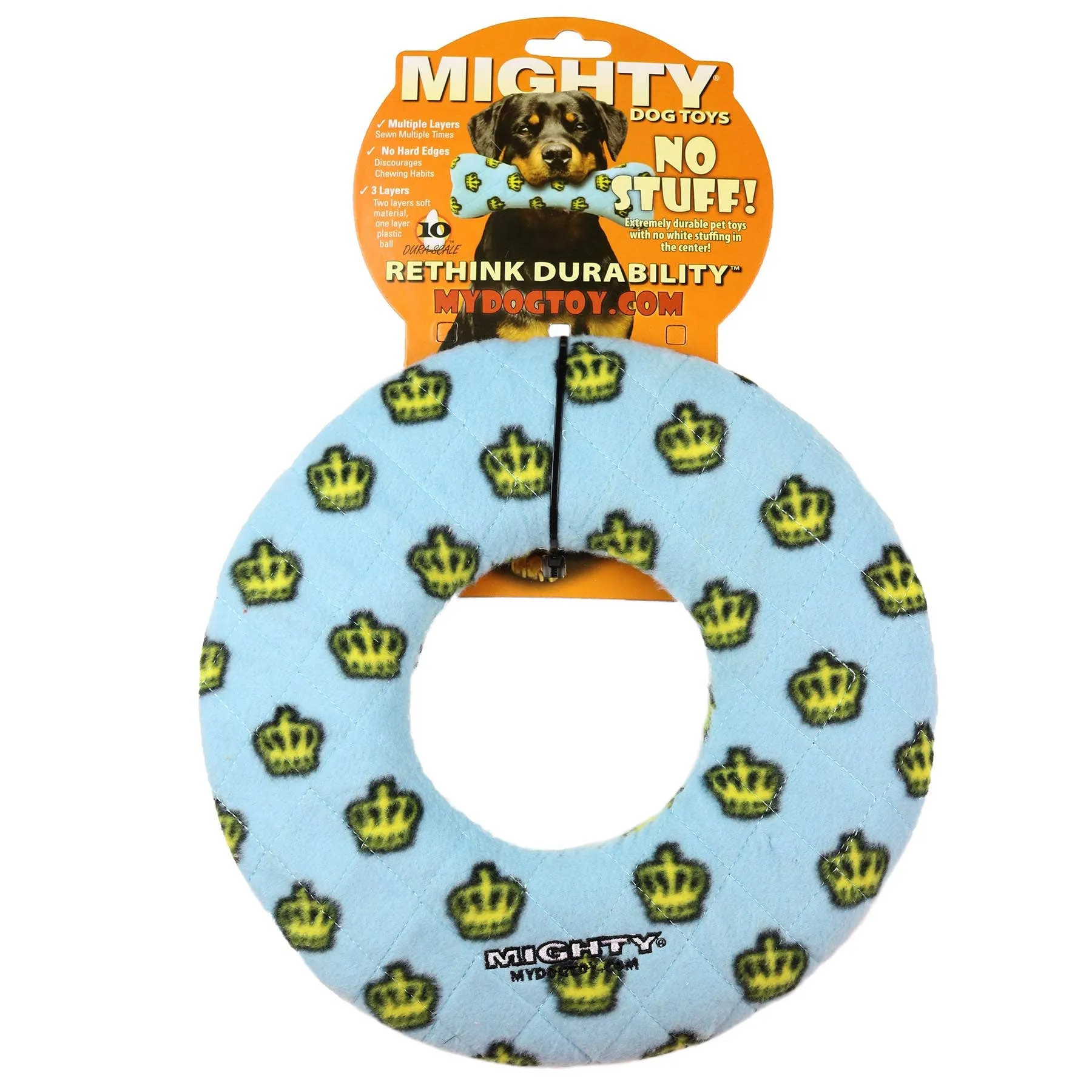 Tuffy Dog Toys - VIP Products - Mighty Ring - Blue, Durable, Squeaky Dog Toy, No Stuffing