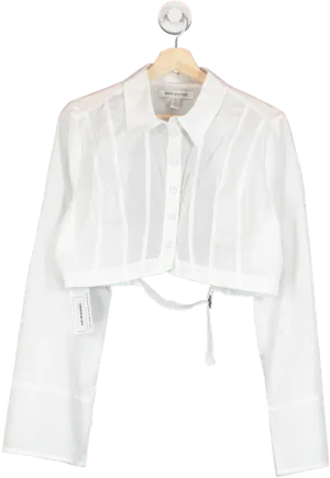 Urban Outfitters White Cropped OPEN BACK Button-Up Shirt UK L