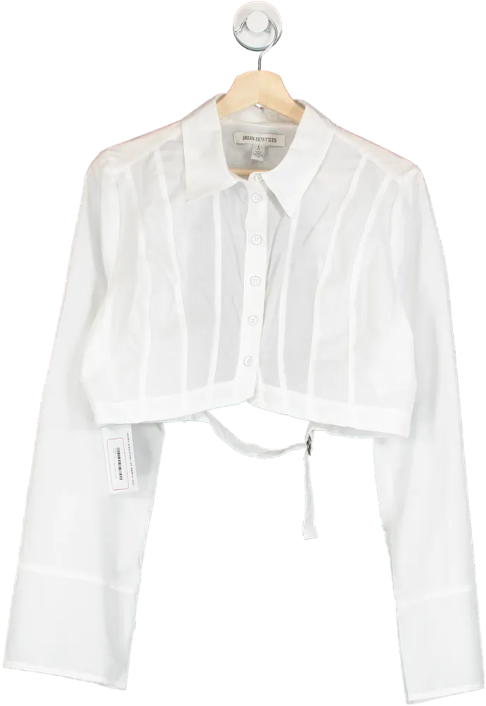 Urban Outfitters White Cropped OPEN BACK Button-Up Shirt UK L