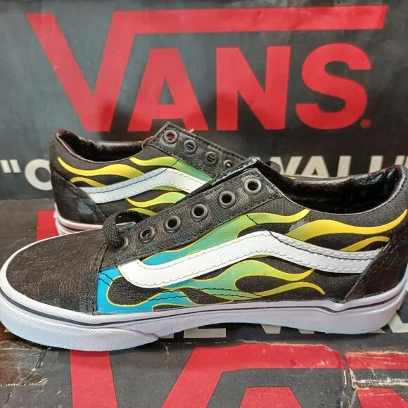 Vans Kids 1 Old Skool Glow Flame Black White VN0A4UHZESY