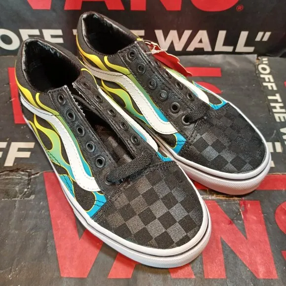 Vans Kids 1 Old Skool Glow Flame Black White VN0A4UHZESY