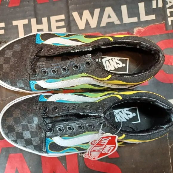 Vans Kids 1 Old Skool Glow Flame Black White VN0A4UHZESY