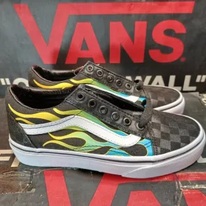 Vans Kids 1 Old Skool Glow Flame Black White VN0A4UHZESY