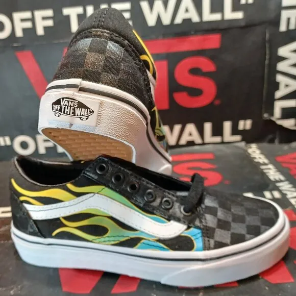 Vans Kids 1 Old Skool Glow Flame Black White VN0A4UHZESY